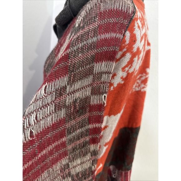 Free People Autumn Patchwork Poncho Cardigan XS/S Hood Dolman Sleeve Boho - Picture 8 of 16